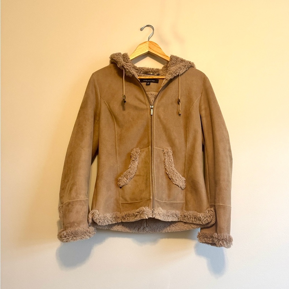 Jones New York Tan Hooded Jacket Coat